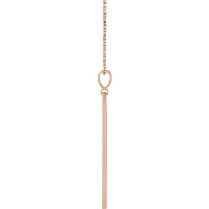 14K Rose .0025 CT Natural Diamond Arrow Bar 16-18" Necklace