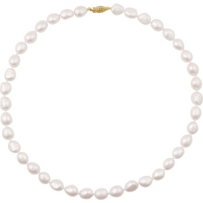 14K Yellow Cultured White Freshwater Pearl 18" Necklace