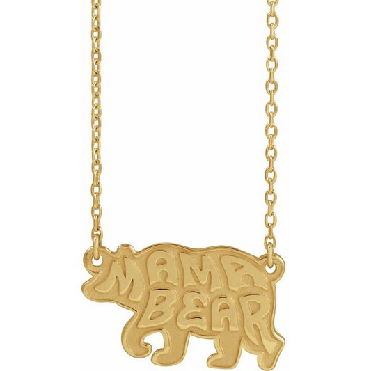 14K Yellow Mama Bear 18" Necklace