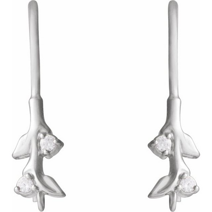 14K White .03 CTW Natural Diamond Floral Earring Top