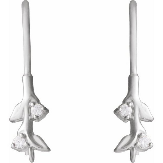 14K White .03 CTW Natural Diamond Floral Earring Top
