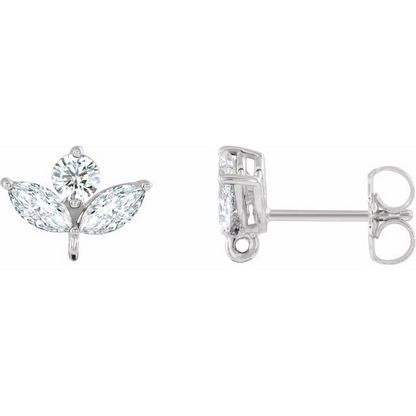 14K White .07 CTW Natural Diamond Cluster Earring Top
