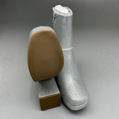 MIA Iva Silver Stone Heeled Boots Women's Sz 9.5 Silver GS1253108 (New)