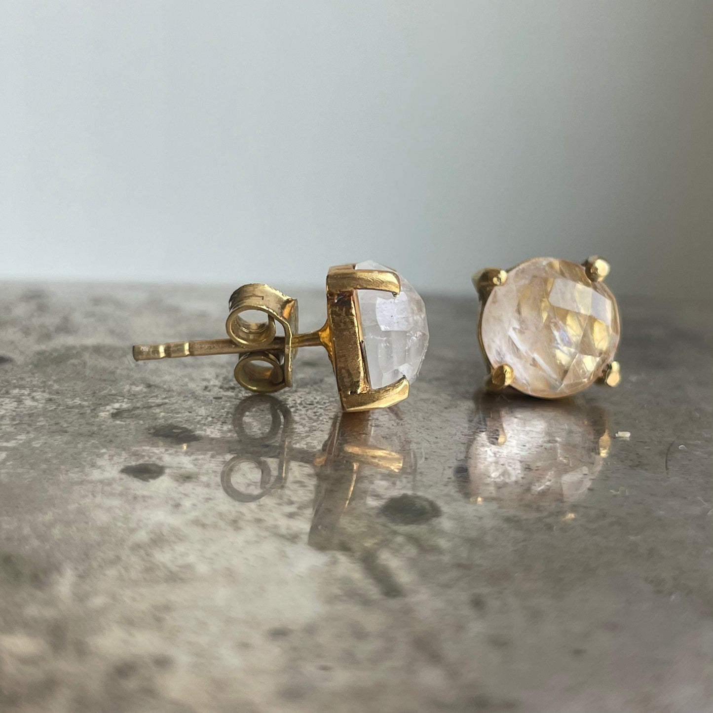 Clear Quartz Studs Gold