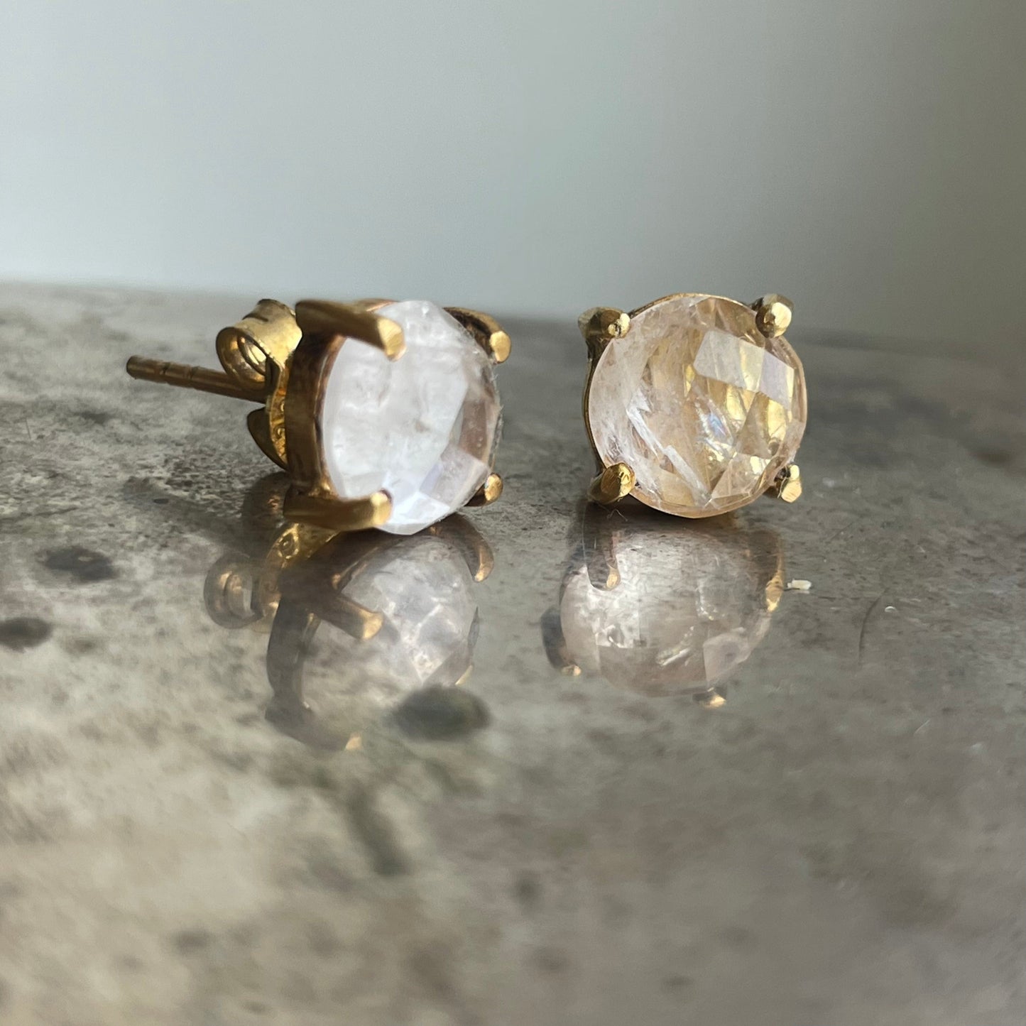 Clear Quartz Studs Gold
