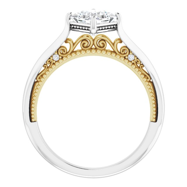 14K White & Yellow 5.5 mm Square .02 CTW Natural Diamond Semi-Set Engagement Ring