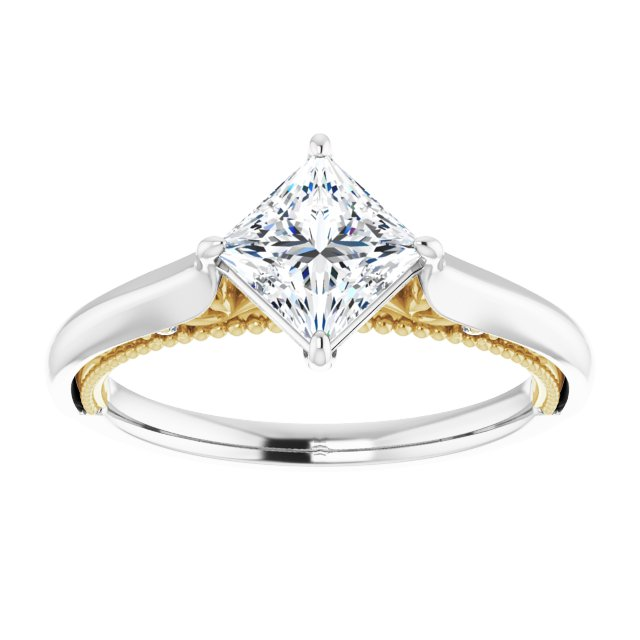 14K White & Yellow 5.5 mm Square .02 CTW Natural Diamond Semi-Set Engagement Ring