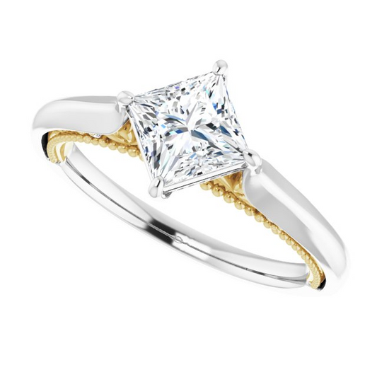 14K White & Yellow 5.5 mm Square .02 CTW Natural Diamond Semi-Set Engagement Ring