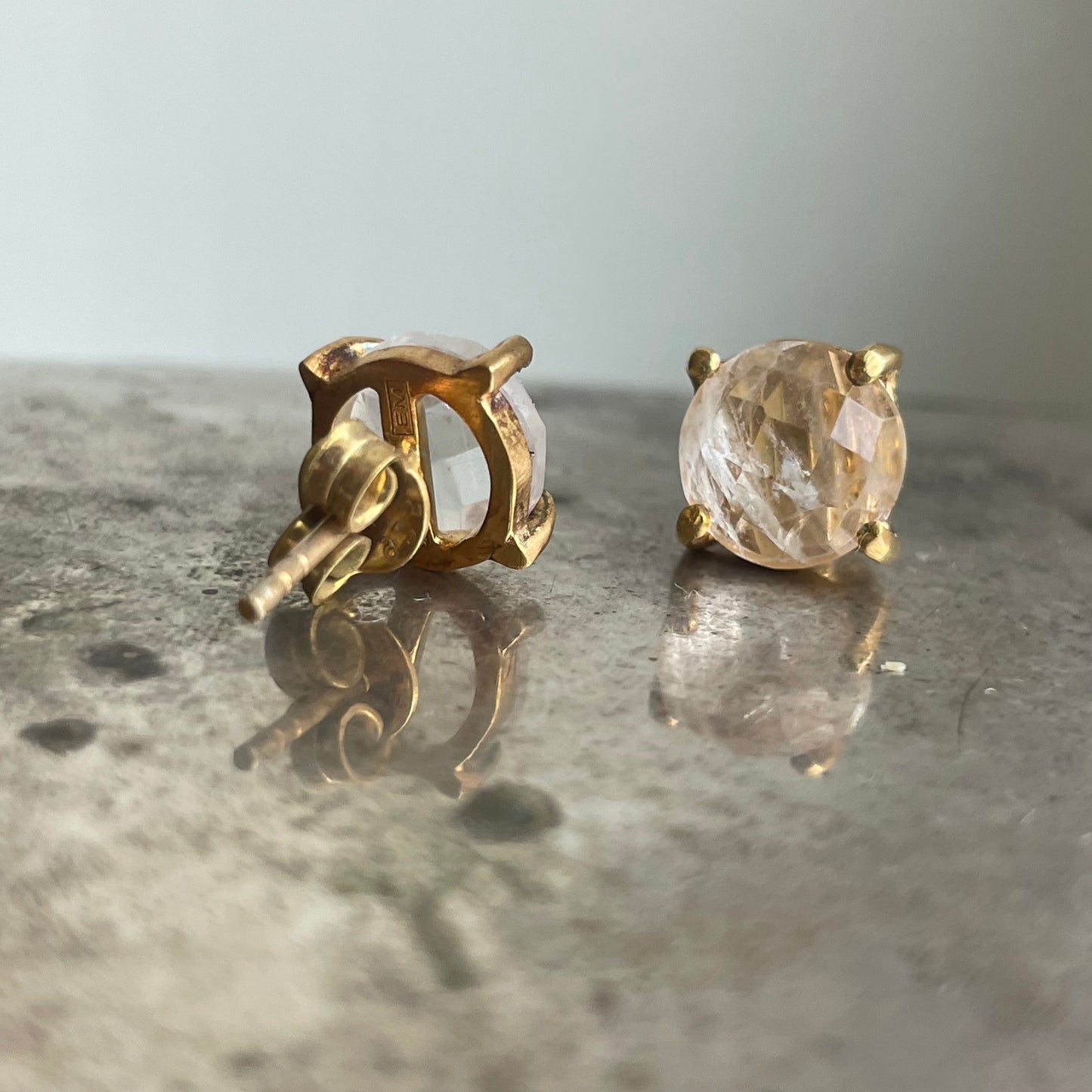 Clear Quartz Studs Gold