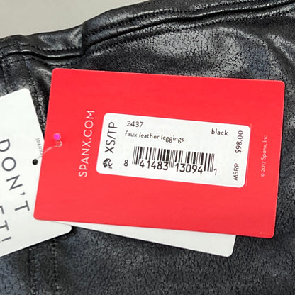 SPANX Faux Leather Leggings Women's Sz XS / TP Black 2437 (New)
