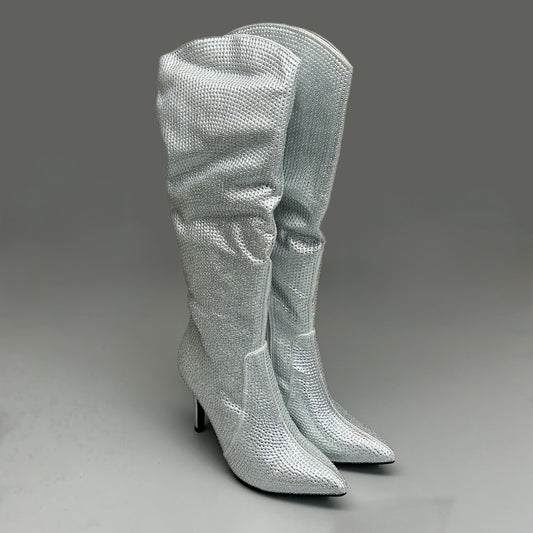 MIA Mackynzie Silver Stone Tall Heeled Boots Women's Sz 7.5M Q100302