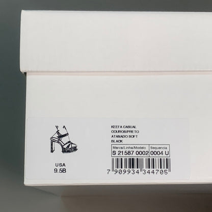 SCHUTZ Keefa Casual Women's Leather Sandal Black Platform 4" Heel Shoes Sz 9.5B (New)