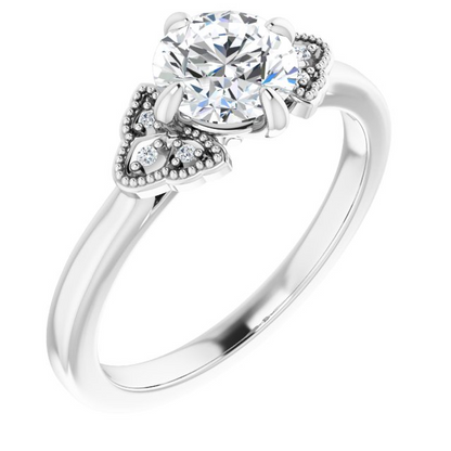 14K White 6.5 mm Round .02 CTW Natural Diamond Semi-Set Engagement Ring