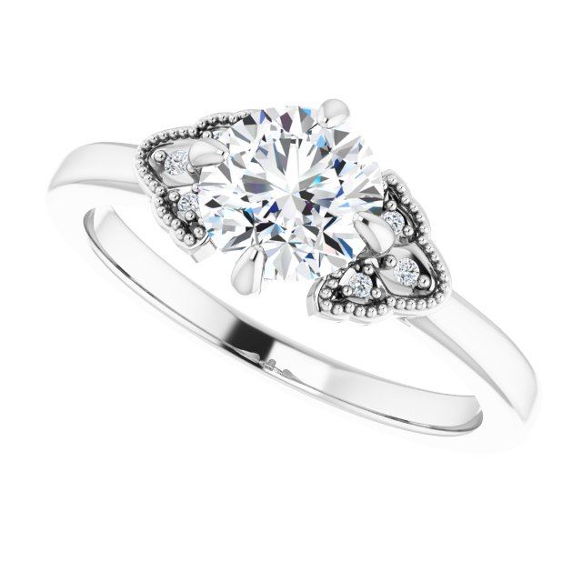 14K White 6.5 mm Round .02 CTW Natural Diamond Semi-Set Engagement Ring