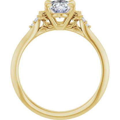 14K Yellow 8x6 mm Oval .03 CTW Natural Diamond Semi-Set Engagement Ring