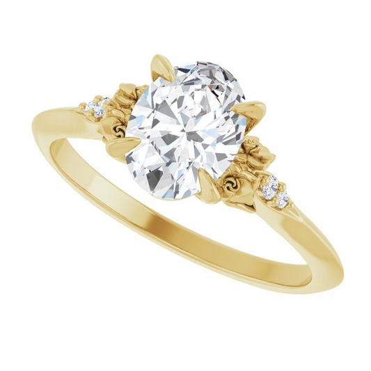 14K Yellow 8x6 mm Oval .03 CTW Natural Diamond Semi-Set Engagement Ring