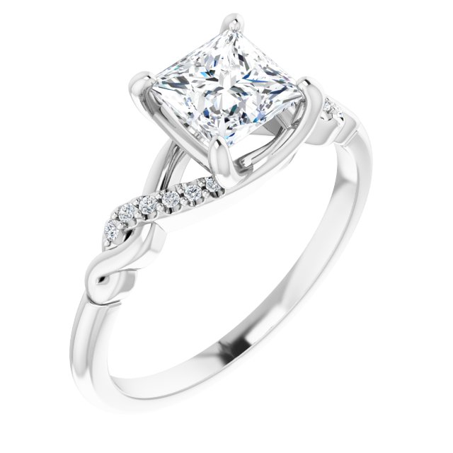 14K White 5.5x5.5 mm Square .04 CTW Natural Diamond Semi-Set Engagement Ring