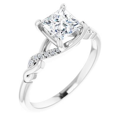14K White 5.5x5.5 mm Square .04 CTW Natural Diamond Semi-Set Engagement Ring