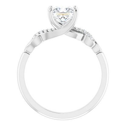 14K White 5.5x5.5 mm Square .04 CTW Natural Diamond Semi-Set Engagement Ring