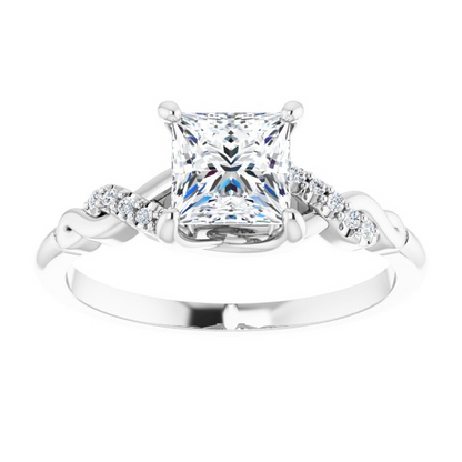 14K White 5.5x5.5 mm Square .04 CTW Natural Diamond Semi-Set Engagement Ring