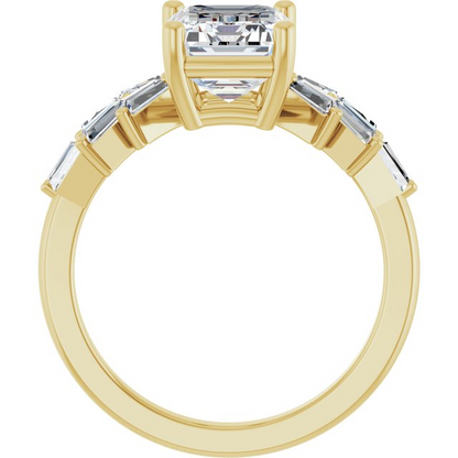 14K Yellow 8 x 6 mm Emerald 3/8 CTW Lab-Grown Diamond Semi-Set Engagement Ring