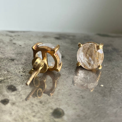 Clear Quartz Studs Gold
