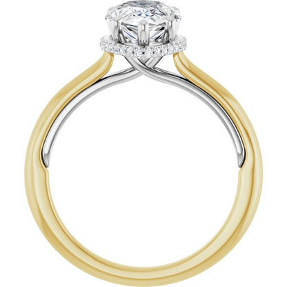 14K Yellow/White 10 x 7 mm Pear .06 CTW Natural Diamond Semi-set Engagement Ring