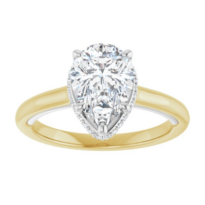 14K Yellow/White 10 x 7 mm Pear .06 CTW Natural Diamond Semi-set Engagement Ring