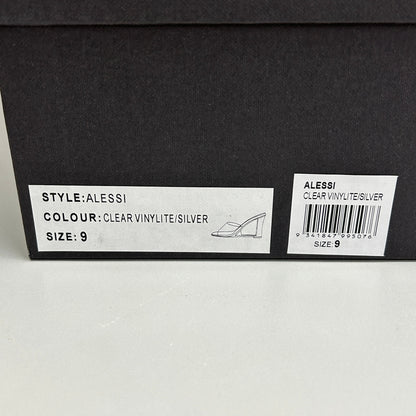 TONY BIANCO Alessi Clear Vinylite/Silver Wedges Women's Heels Sz 9 (New)