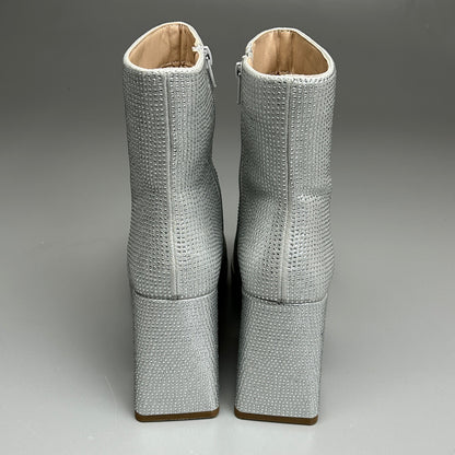 MIA Iva Silver Stone Heeled Boots Women's Sz 9.5 Silver GS1253108 (New)