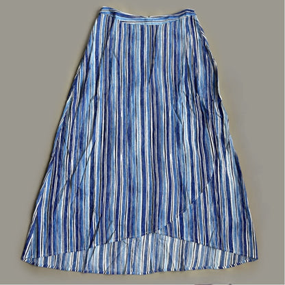 TOMMY BAHAMA Women's Divine Lines Maxi Skirt White Blue Boho Stripe Size 8 (New)