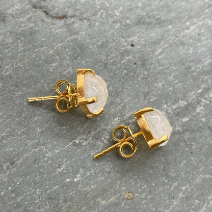 Clear Quartz Studs Gold