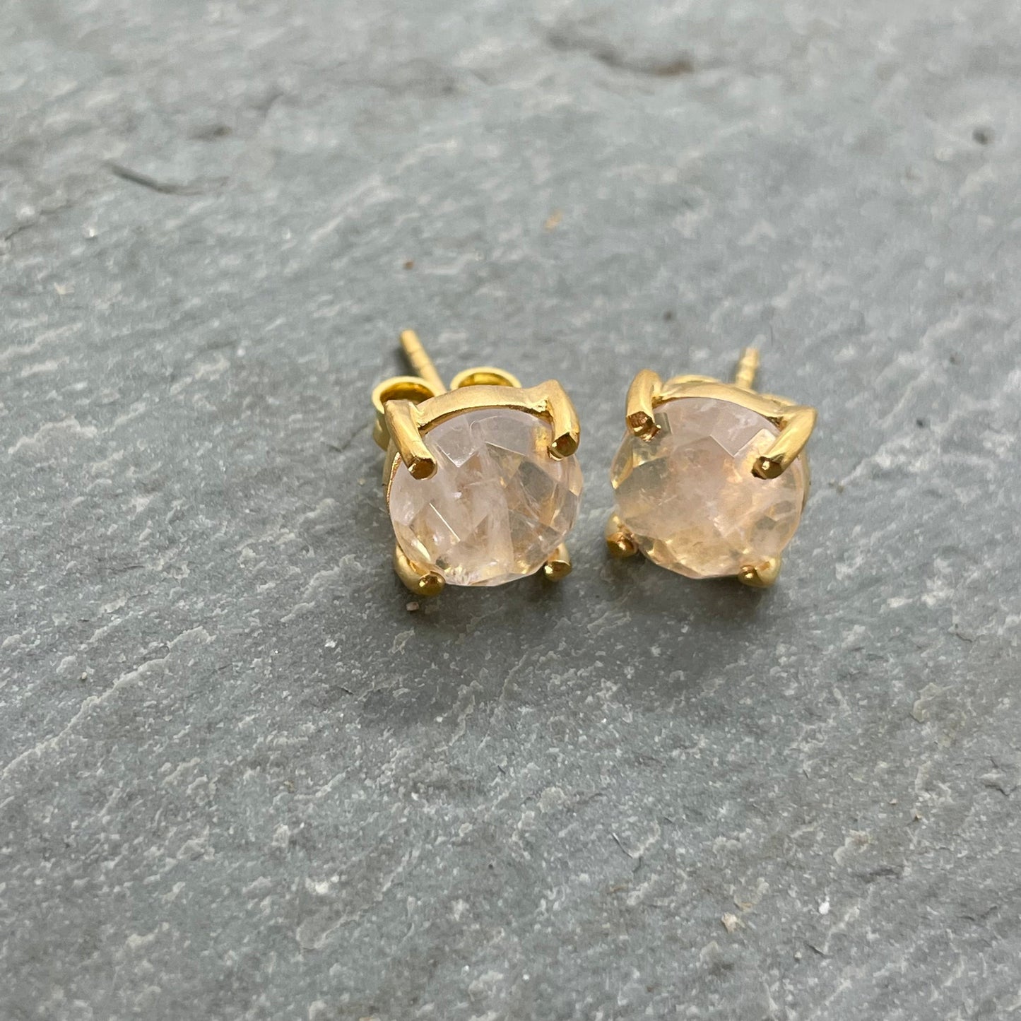 Clear Quartz Studs Gold
