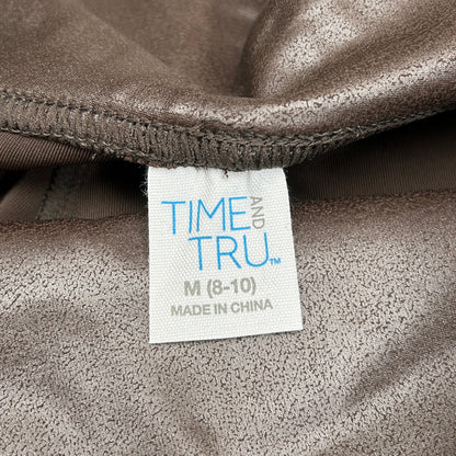 TIME AND TRU Women's Faux Leather Leggings Sz M 8-10 Brown (New)