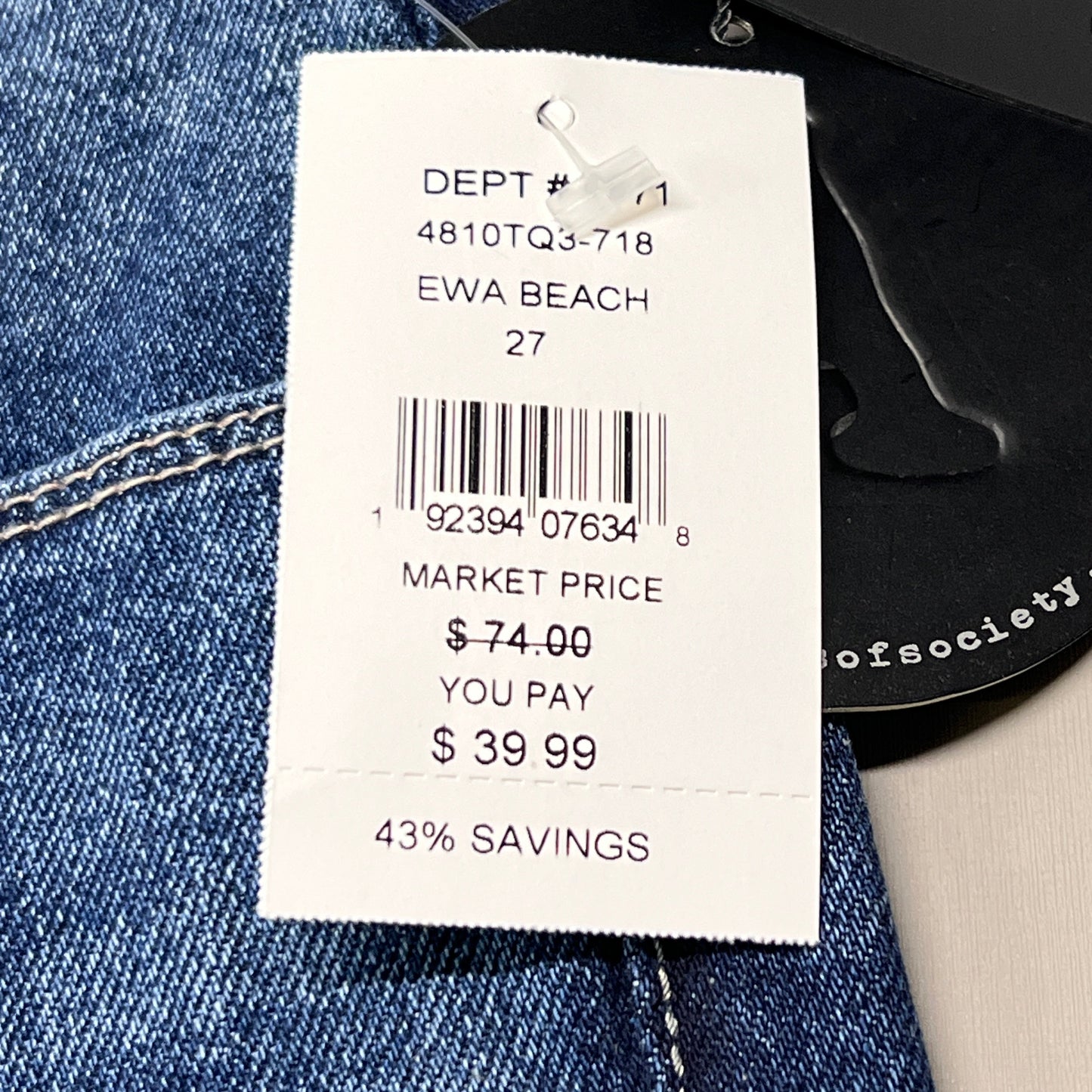 ARTICLES OF SOCIETY Ewa Beach Denim Jeans Women's Sz 27 Blue 4810TQ3-718 (New)