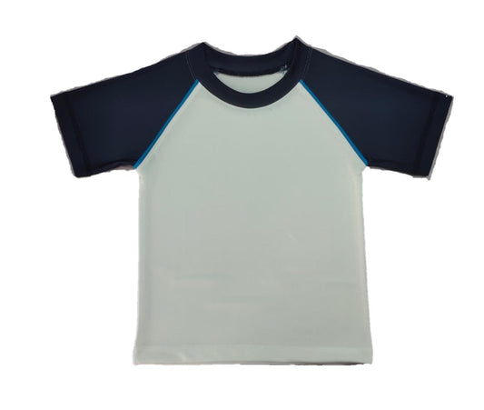 ☀️Kids Swim Rash Guard - Navy/Turq Trim