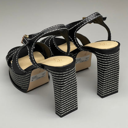 SCHUTZ Keefa Casual Women's Leather Sandal Black Platform 4" Heel Shoes Sz 9B (New)