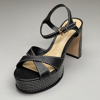 SCHUTZ Keefa Casual Women's Leather Sandal Black Platform 4" Heel Shoes Sz 10B (New)