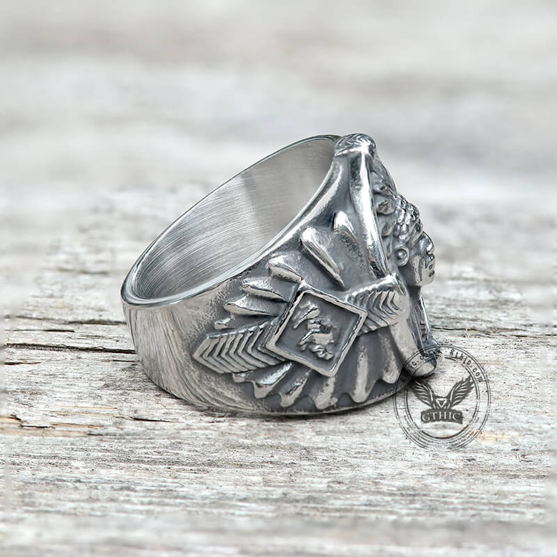 Indian Chief Feather Stainless Steel Ring