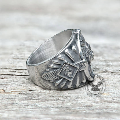 Indian Chief Feather Stainless Steel Ring