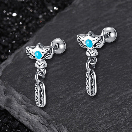 Indian Eagle Stainless Steel Stud Earrings