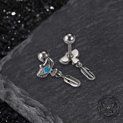 Indian Eagle Stainless Steel Stud Earrings