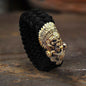 Indian Warrior Brass Skull Paracord Bracelet