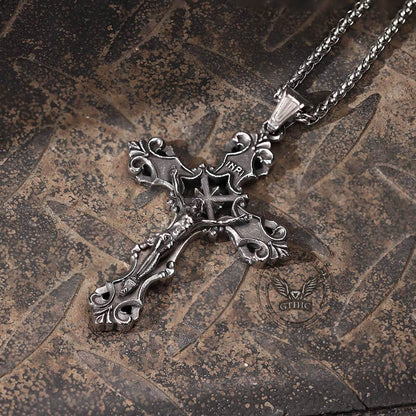 INRI Budded Cross Stainless Steel Pendant