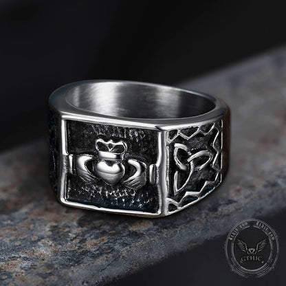 Irish Claddagh Stainless Steel Celtic Knots Ring