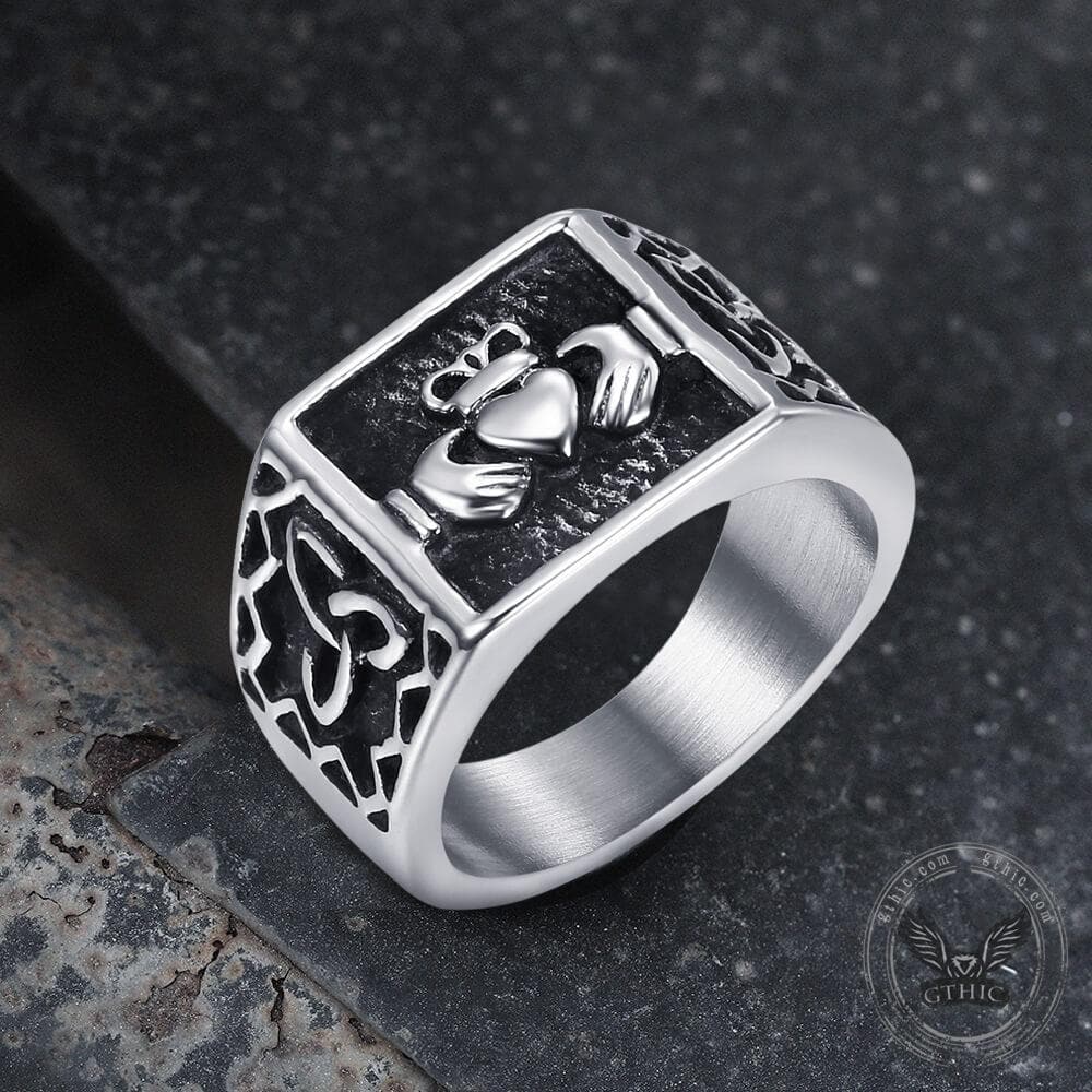 Irish Claddagh Stainless Steel Celtic Knots Ring