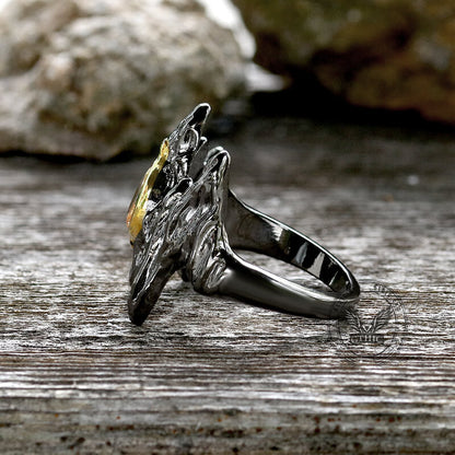 Irregular Black Bark Brass Gothic Ring
