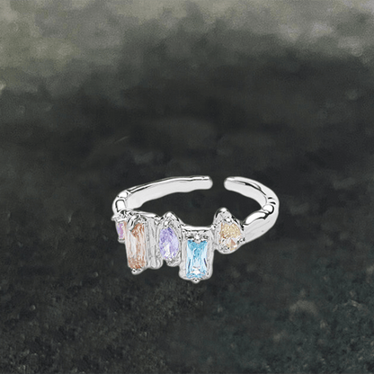 Irregular Colored Zircon Brass Open Ring