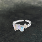 Irregular Colored Zircon Brass Open Ring
