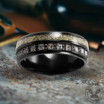 Irregular Texture Titanium CZ Stone Ring